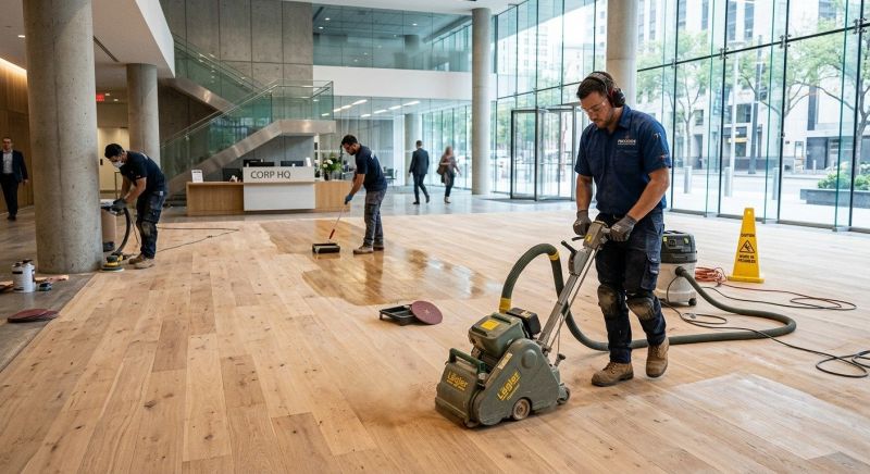 Our team working on Wood Floor Service projects in Tempe, AZ